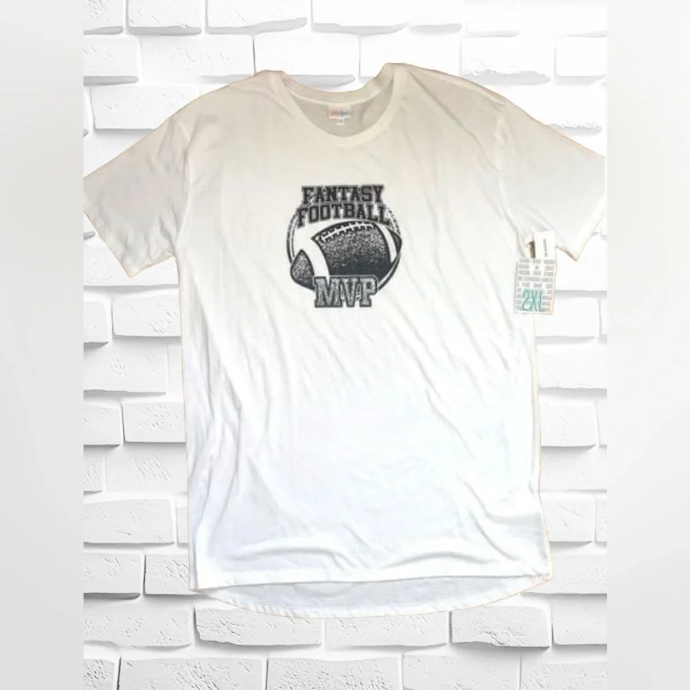 LuLaRoe Unisex Adults 2XL Hudson Short Sleeve Shirt “Fantasy Football MVP”